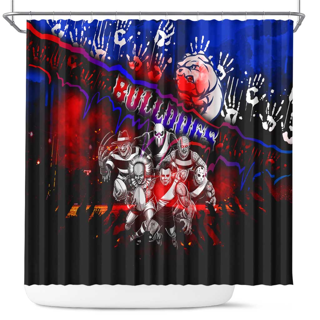 Step Into Horror Domain Bulldogs Football Shower Curtain Halloween Horror Movie Characters - Aussie Hoodie