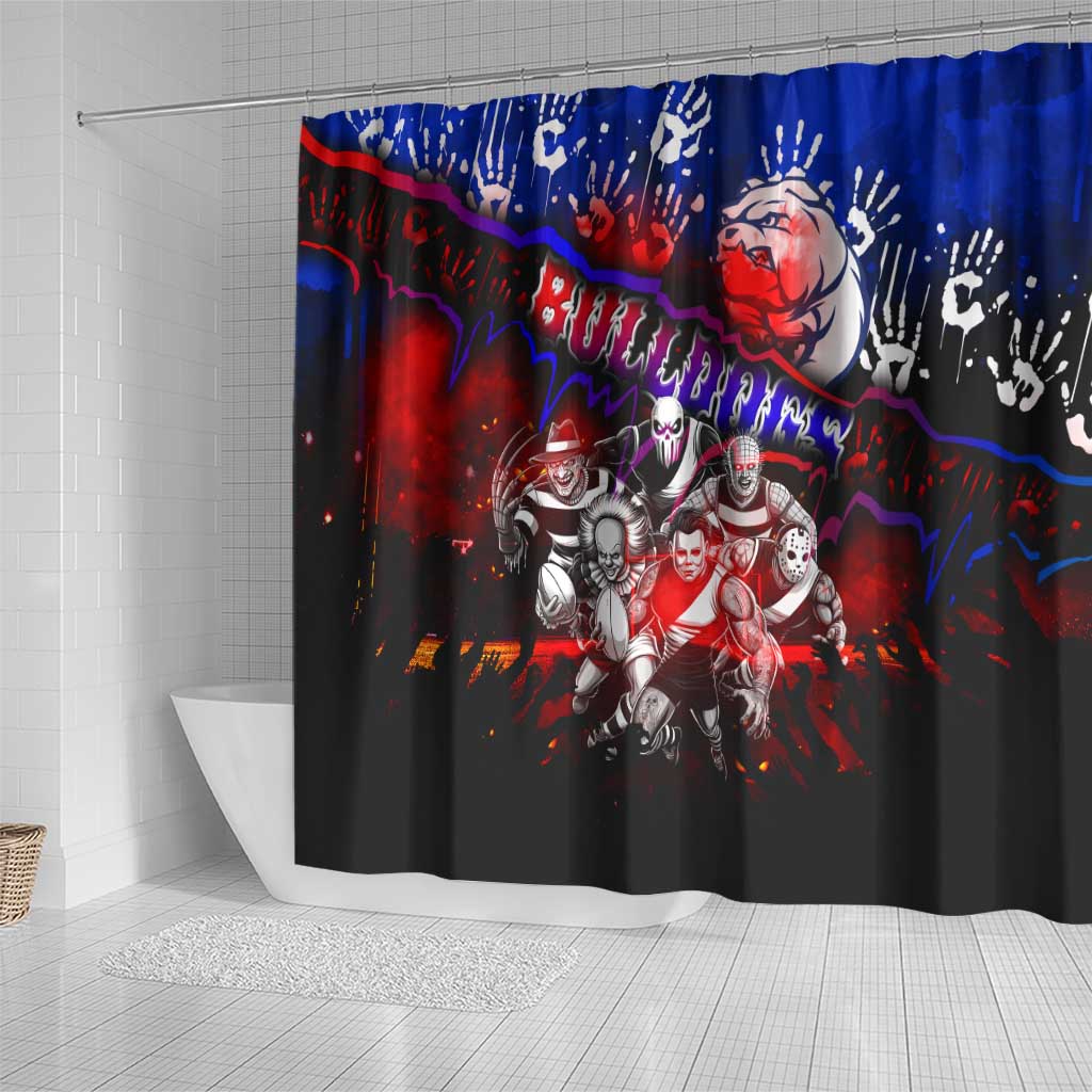 Step Into Horror Domain Bulldogs Football Shower Curtain Halloween Horror Movie Characters - Aussie Hoodie