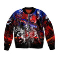 Step Into Horror Domain Bulldogs Football Sleeve Zip Bomber Jacket Halloween Horror Movie Characters - Aussie Hoodie