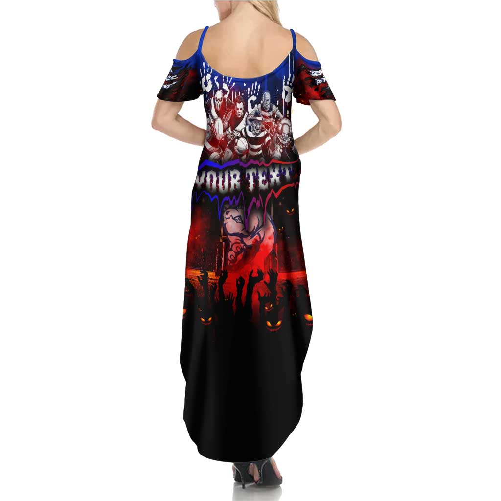 Step Into Horror Domain Bulldogs Football Summer Maxi Dress Halloween Horror Movie Characters - Aussie Hoodie