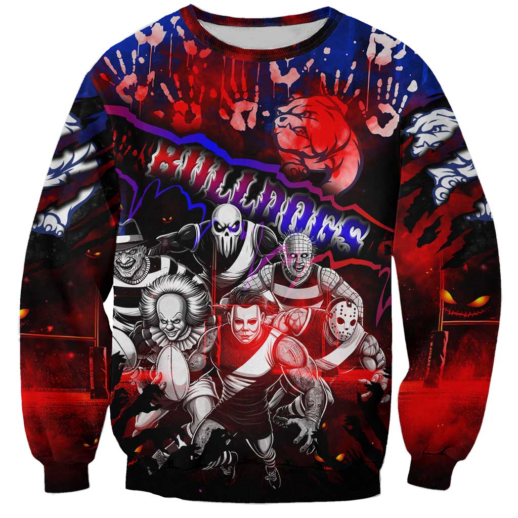 Step Into Horror Domain Bulldogs Football Sweatshirt Halloween Horror Movie Characters - Aussie Hoodie
