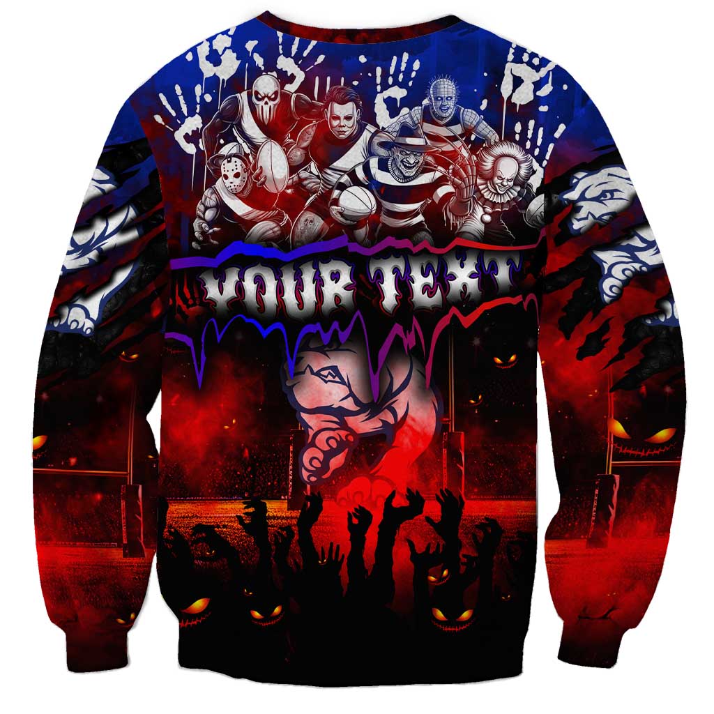 Step Into Horror Domain Bulldogs Football Sweatshirt Halloween Horror Movie Characters - Aussie Hoodie