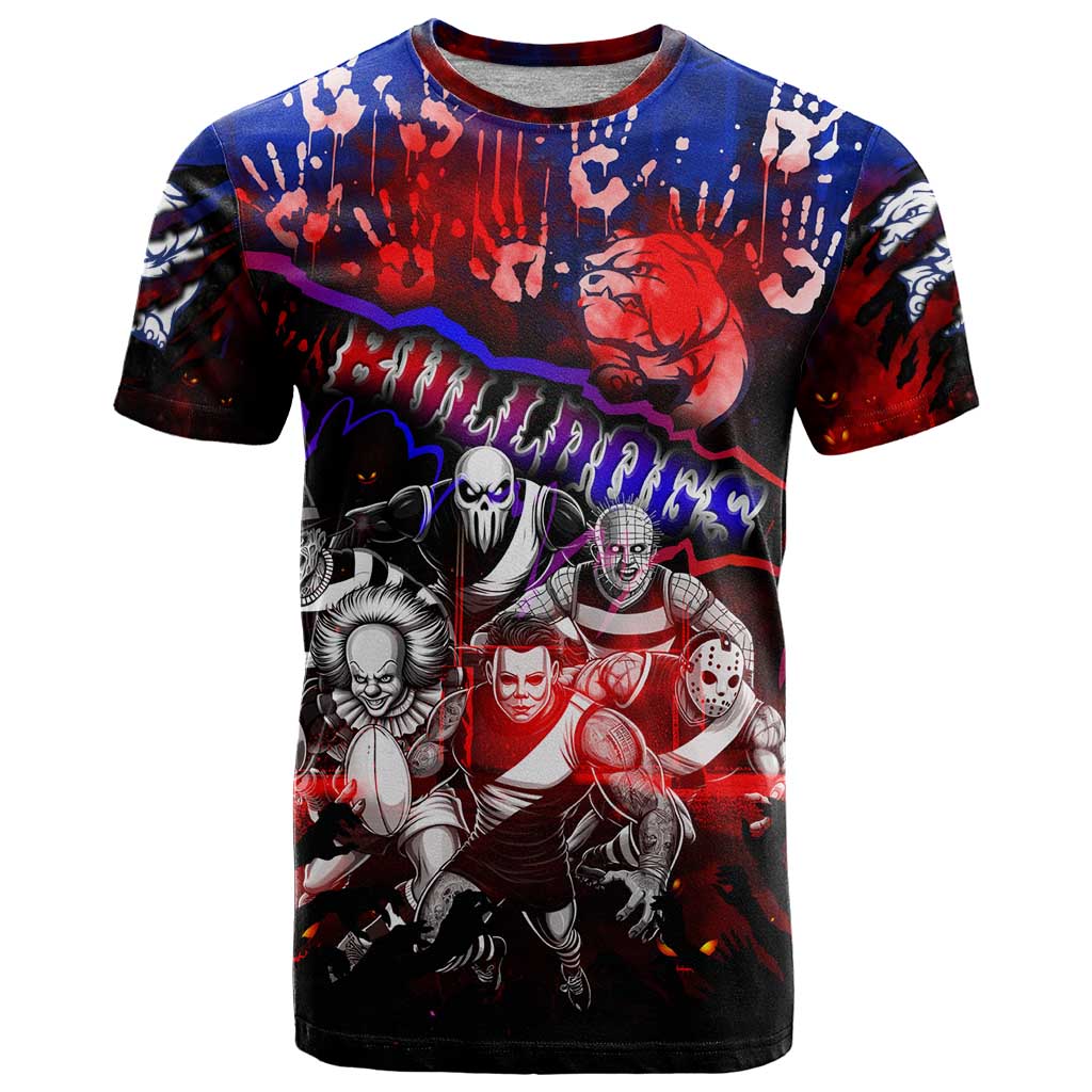 Step Into Horror Domain Bulldogs Football T Shirt Halloween Horror Movie Characters - Aussie Hoodie