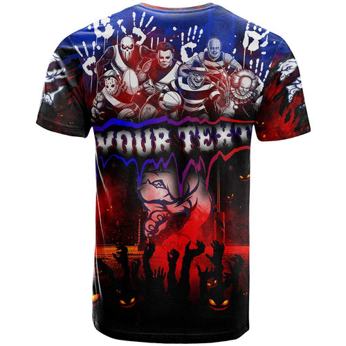 Step Into Horror Domain Bulldogs Football T Shirt Halloween Horror Movie Characters - Aussie Hoodie