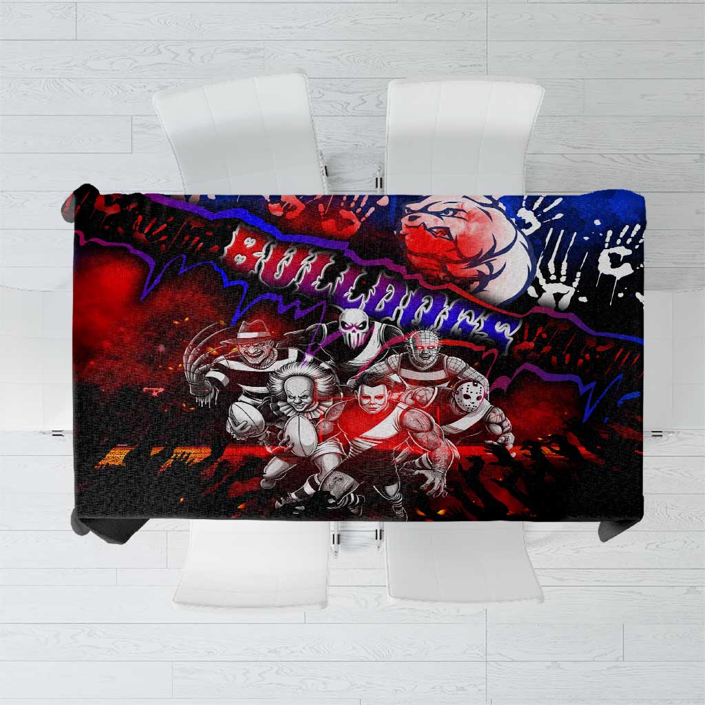 Step Into Horror Domain Bulldogs Football Tablecloth Halloween Horror Movie Characters - Aussie Hoodie