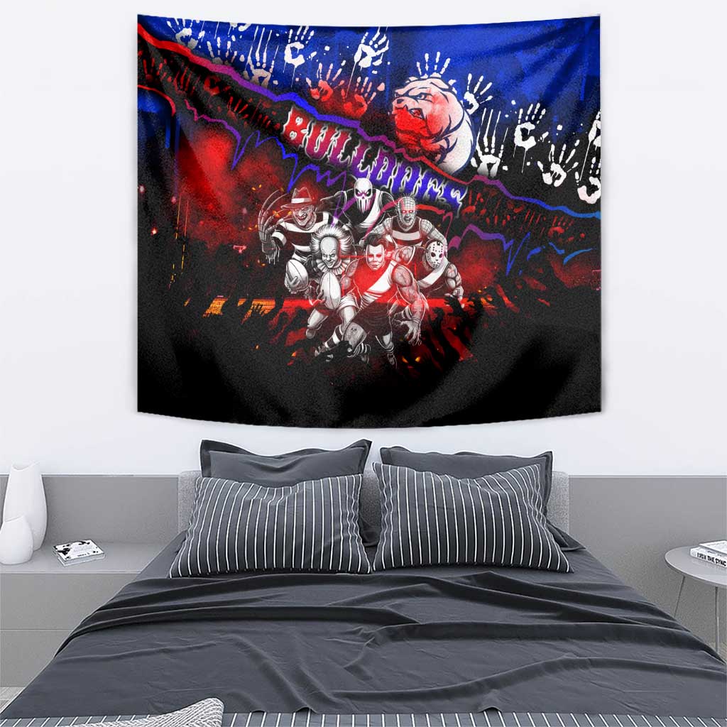 Step Into Horror Domain Bulldogs Football Tapestry Halloween Horror Movie Characters - Aussie Hoodie