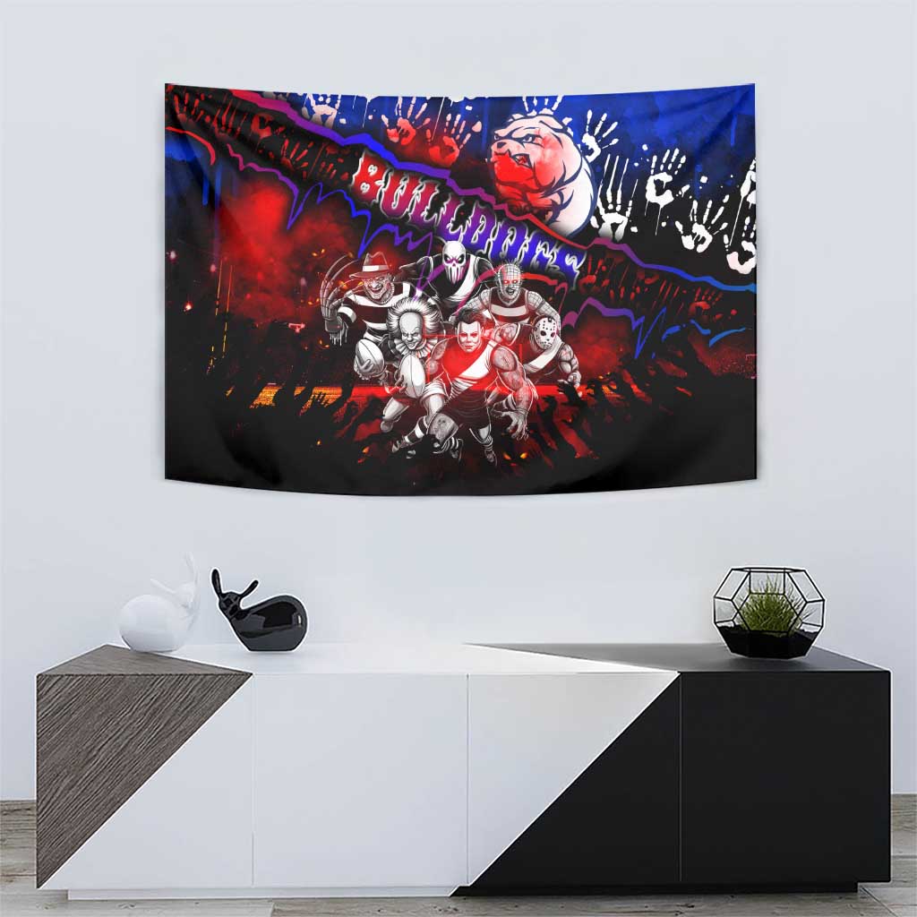 Step Into Horror Domain Bulldogs Football Tapestry Halloween Horror Movie Characters - Aussie Hoodie