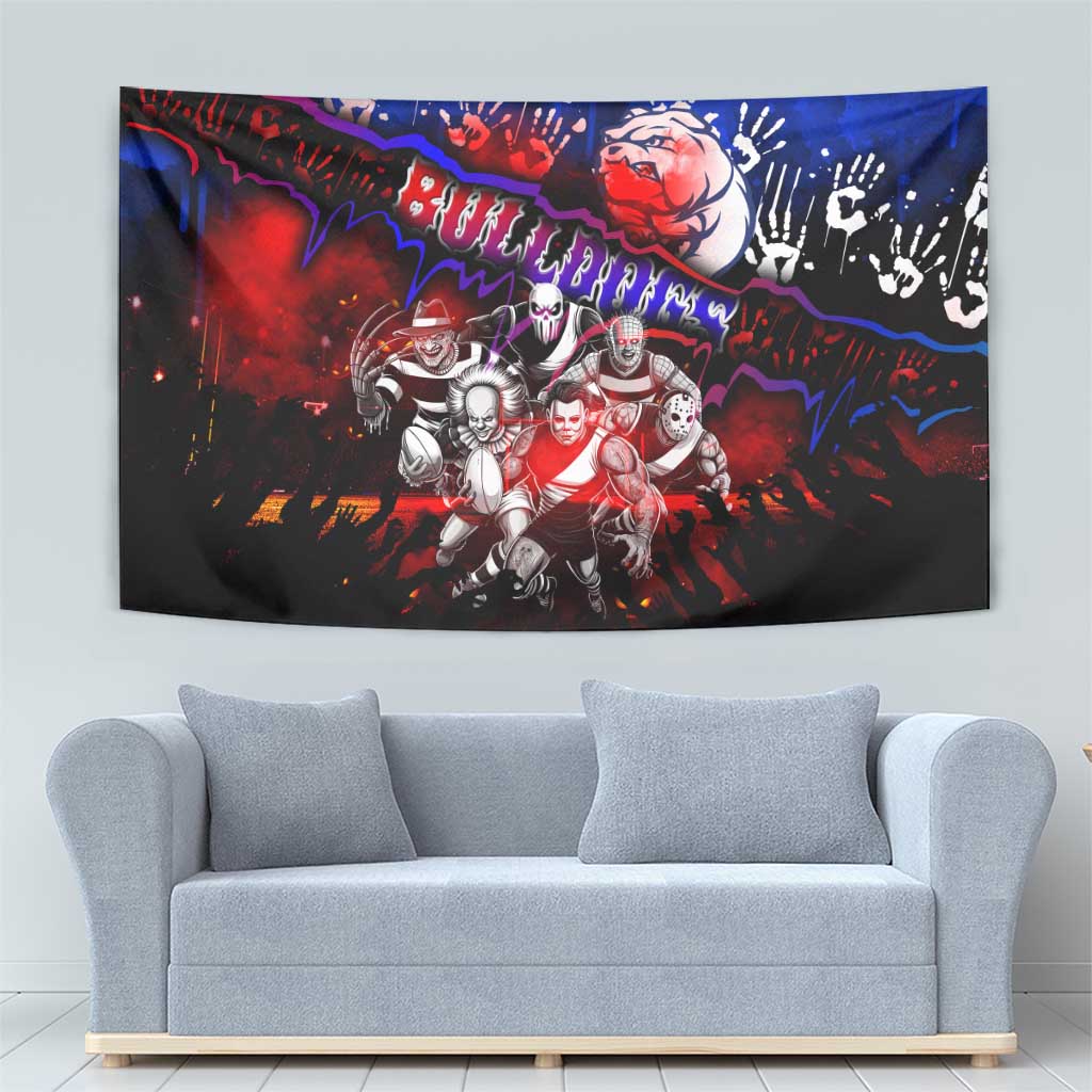 Step Into Horror Domain Bulldogs Football Tapestry Halloween Horror Movie Characters - Aussie Hoodie
