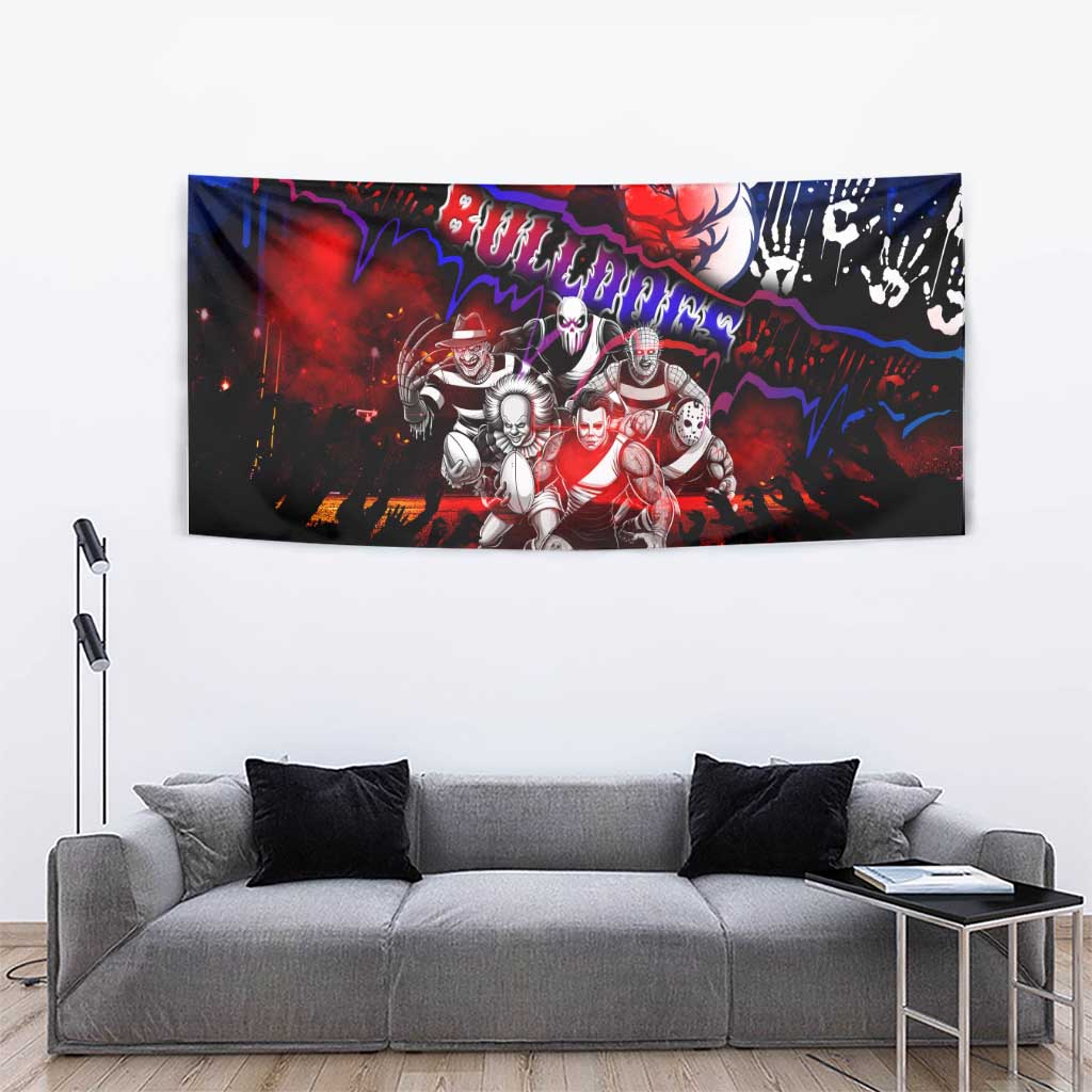 Step Into Horror Domain Bulldogs Football Tapestry Halloween Horror Movie Characters - Aussie Hoodie