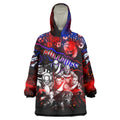 Step Into Horror Domain Bulldogs Football Wearable Blanket Hoodie Halloween Horror Movie Characters - Aussie Hoodie