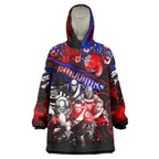 Step Into Horror Domain Bulldogs Football Wearable Blanket Hoodie Halloween Horror Movie Characters - Aussie Hoodie