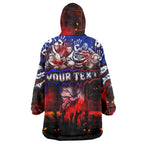 Step Into Horror Domain Bulldogs Football Wearable Blanket Hoodie Halloween Horror Movie Characters - Aussie Hoodie