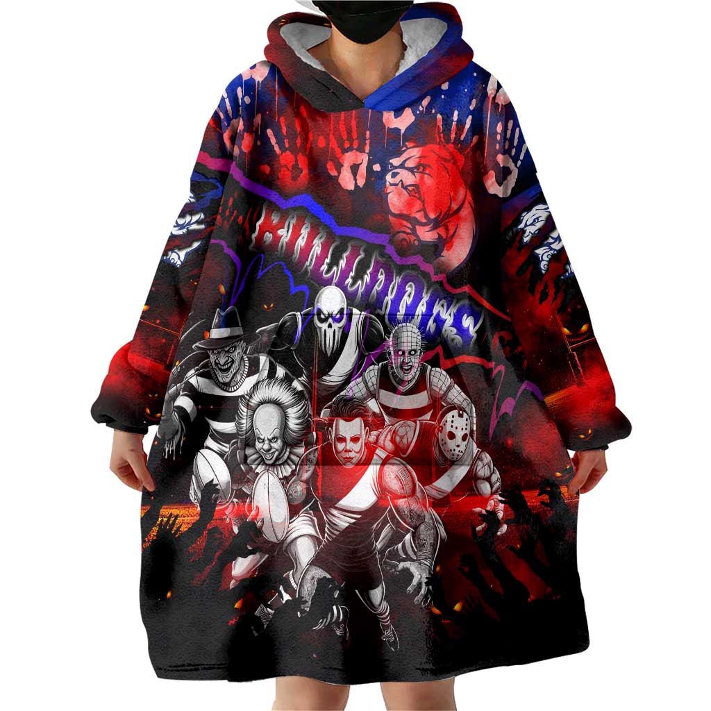 Step Into Horror Domain Bulldogs Football Wearable Blanket Hoodie Halloween Horror Movie Characters - Aussie Hoodie