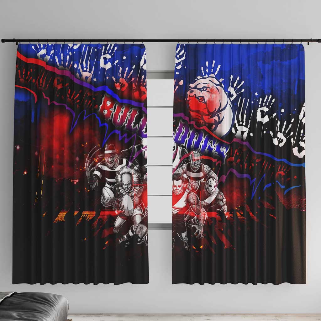 Step Into Horror Domain Bulldogs Football Window Curtain Halloween Horror Movie Characters - Aussie Hoodie