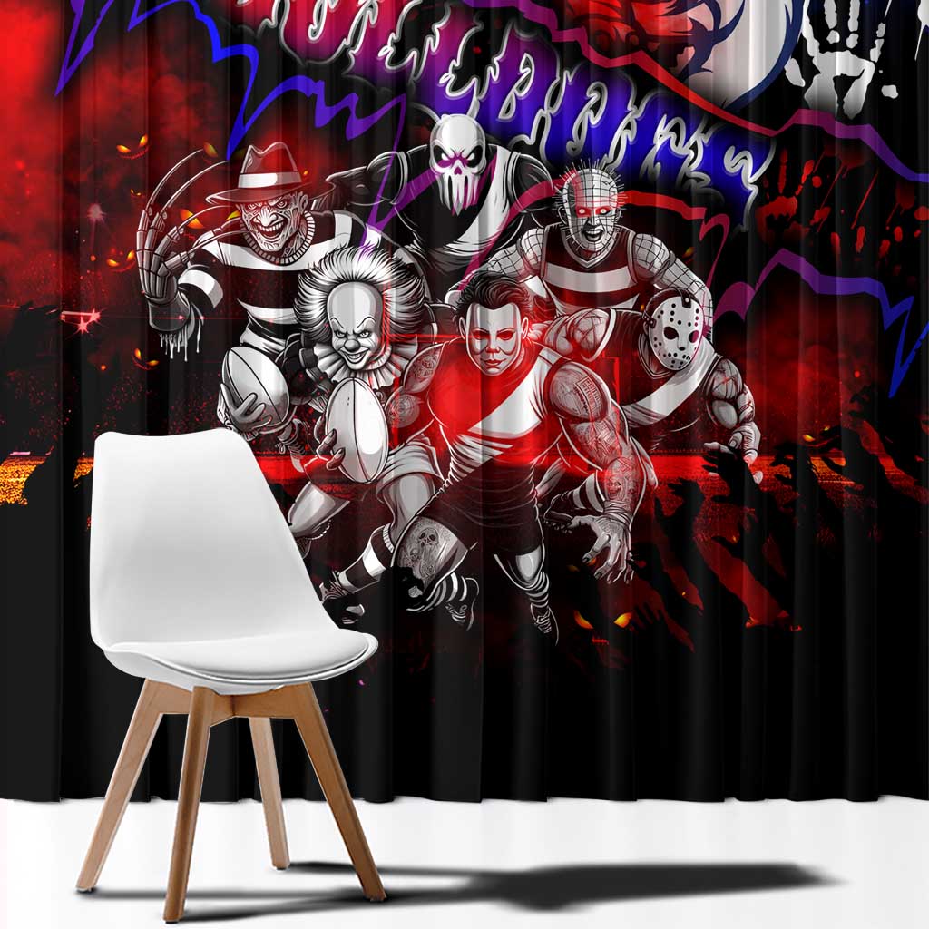 Step Into Horror Domain Bulldogs Football Window Curtain Halloween Horror Movie Characters - Aussie Hoodie