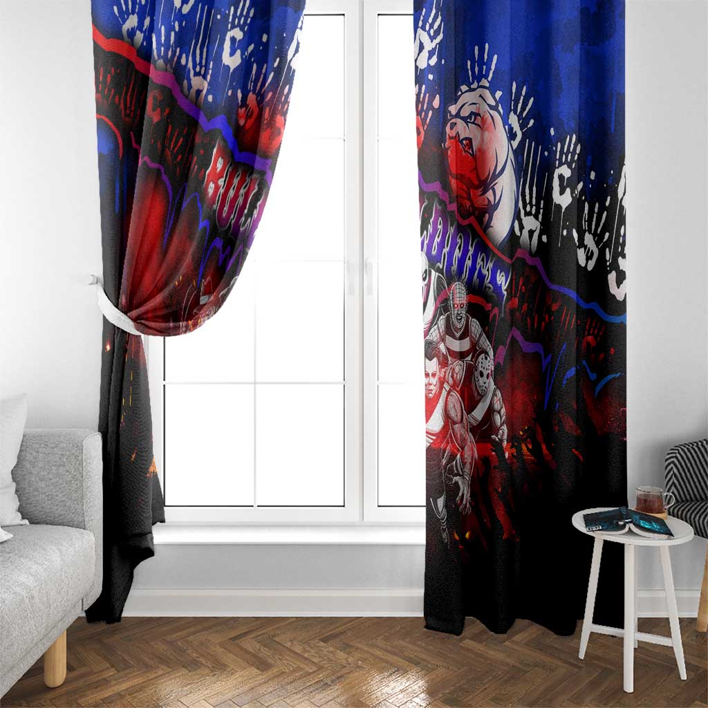 Step Into Horror Domain Bulldogs Football Window Curtain Halloween Horror Movie Characters - Aussie Hoodie