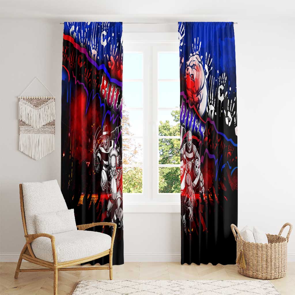 Step Into Horror Domain Bulldogs Football Window Curtain Halloween Horror Movie Characters - Aussie Hoodie