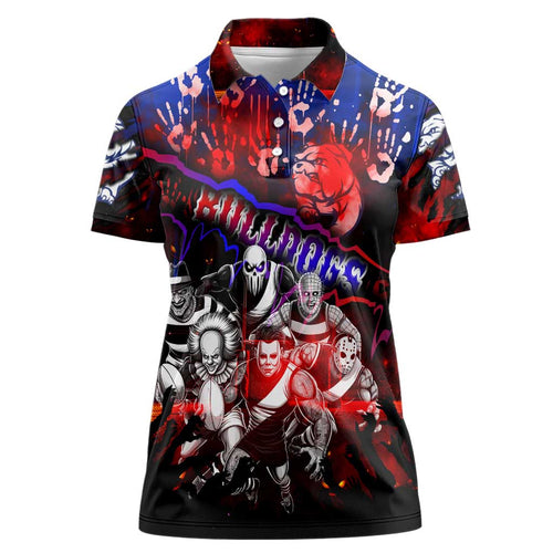 Step Into Horror Domain Bulldogs Football Women Polo Shirt Halloween Horror Movie Characters - Aussie Hoodie