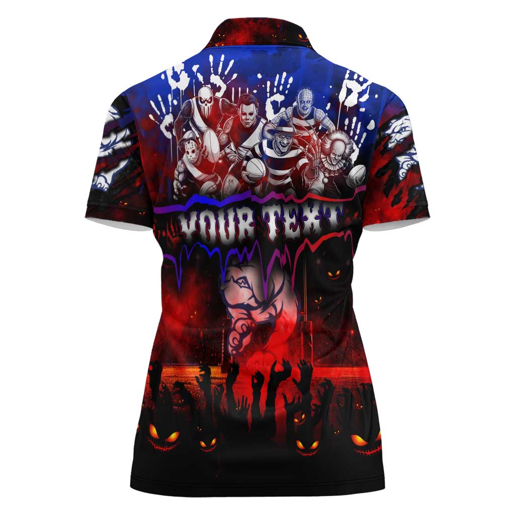Step Into Horror Domain Bulldogs Football Women Polo Shirt Halloween Horror Movie Characters - Aussie Hoodie