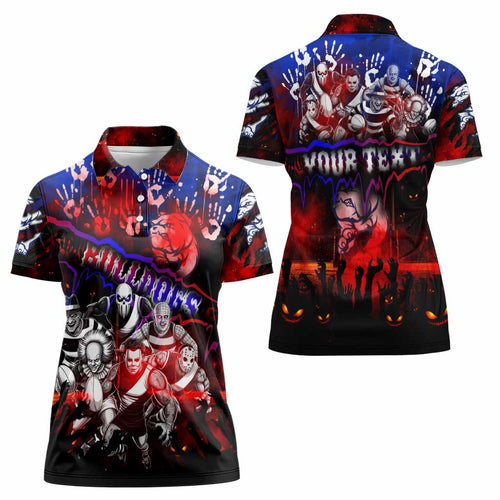 Step Into Horror Domain Bulldogs Football Women Polo Shirt Halloween Horror Movie Characters - Aussie Hoodie