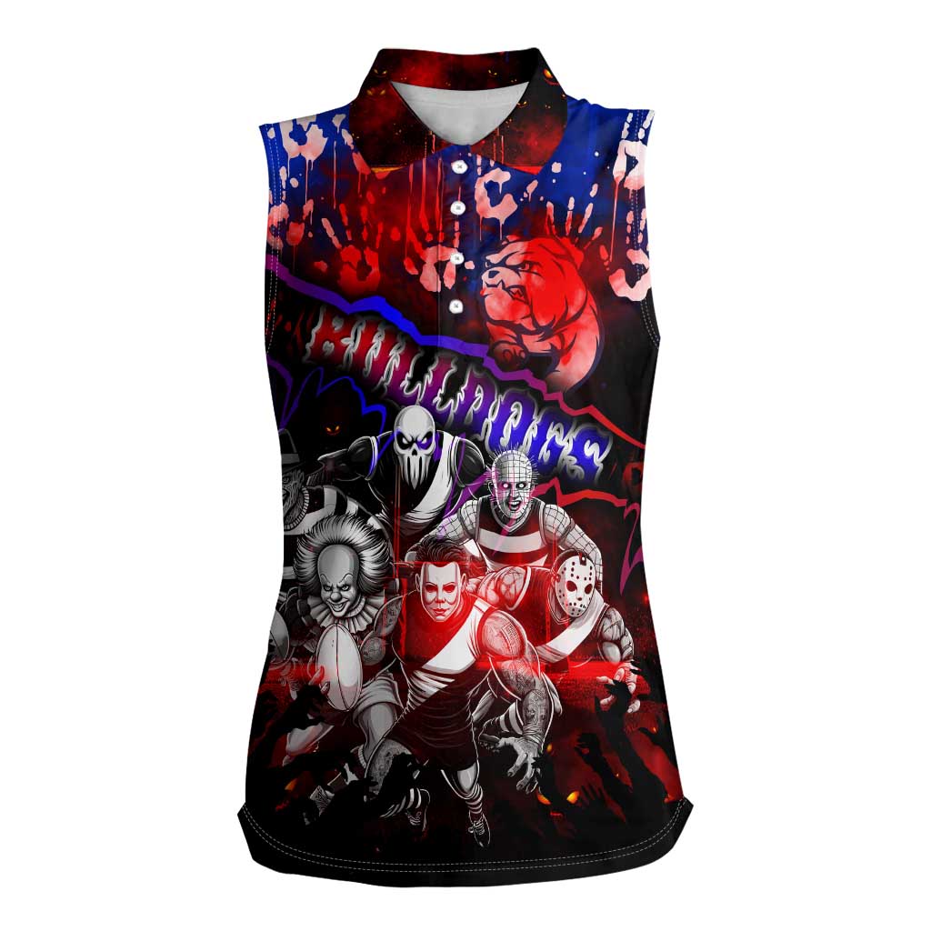 Step Into Horror Domain Bulldogs Football Women Sleeveless Polo Shirt Halloween Horror Movie Characters - Aussie Hoodie