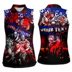 Step Into Horror Domain Bulldogs Football Women Sleeveless Polo Shirt Halloween Horror Movie Characters - Aussie Hoodie