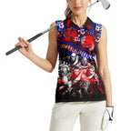 Step Into Horror Domain Bulldogs Football Women Sleeveless Polo Shirt Halloween Horror Movie Characters - Aussie Hoodie