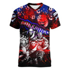 Step Into Horror Domain Bulldogs Football Women V-Neck T-Shirt Halloween Horror Movie Characters - Aussie Hoodie