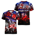 Step Into Horror Domain Bulldogs Football Women V-Neck T-Shirt Halloween Horror Movie Characters - Aussie Hoodie