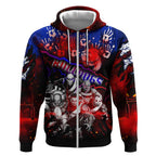 Step Into Horror Domain Bulldogs Football Zip Hoodie Halloween Horror Movie Characters - Aussie Hoodie
