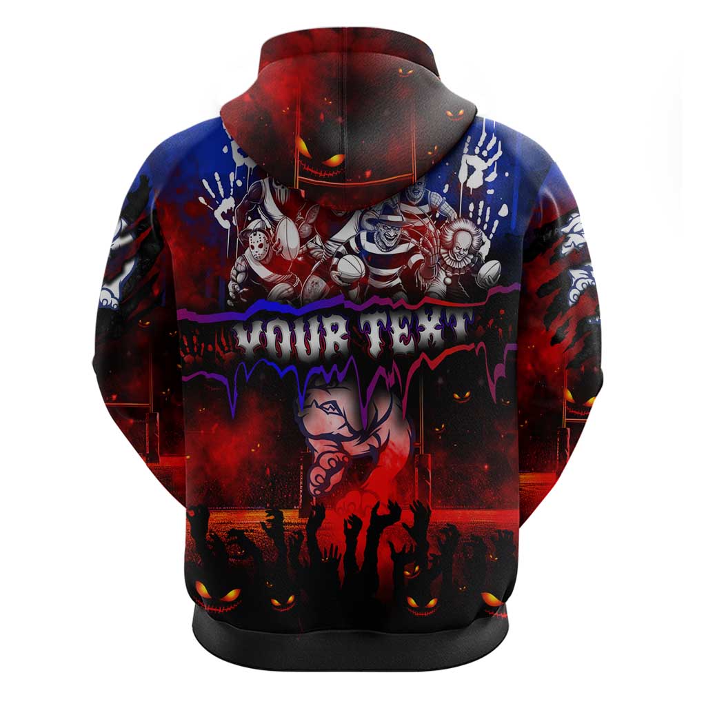 Step Into Horror Domain Bulldogs Football Zip Hoodie Halloween Horror Movie Characters - Aussie Hoodie
