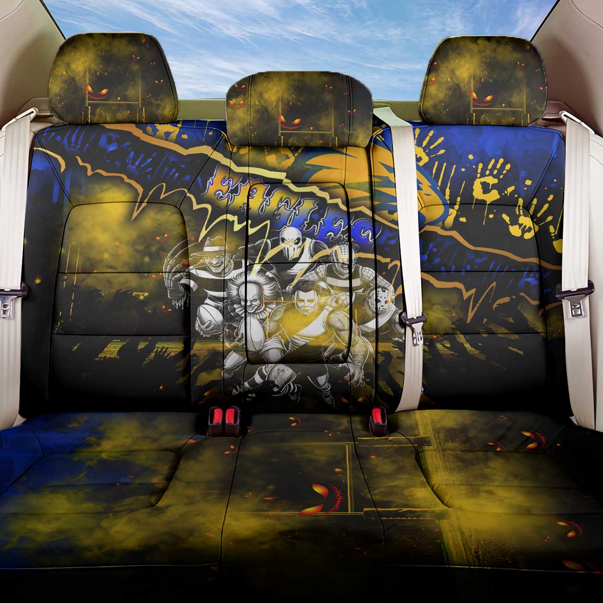 Step Into Horror Domain Eagles Football Back Car Seat Cover Halloween Horror Movie Characters - Aussie Hoodie