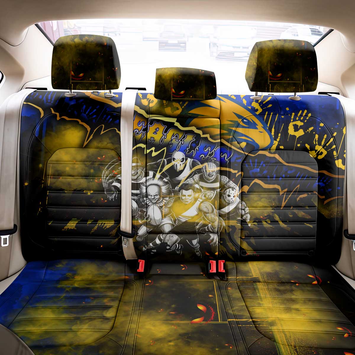 Step Into Horror Domain Eagles Football Back Car Seat Cover Halloween Horror Movie Characters - Aussie Hoodie