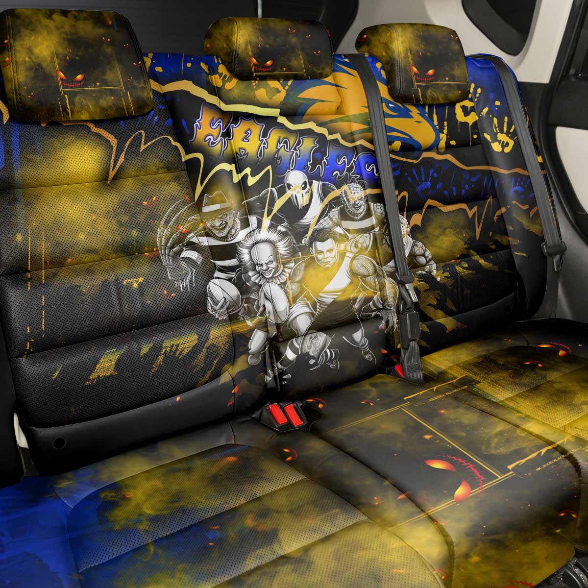 Step Into Horror Domain Eagles Football Back Car Seat Cover Halloween Horror Movie Characters - Aussie Hoodie