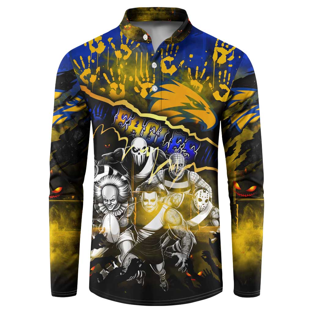 Step Into Horror Domain Eagles Football Button Sweatshirt Halloween Horror Movie Characters - Aussie Hoodie