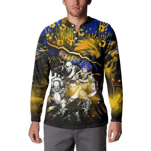 Step Into Horror Domain Eagles Football Button Sweatshirt Halloween Horror Movie Characters - Aussie Hoodie