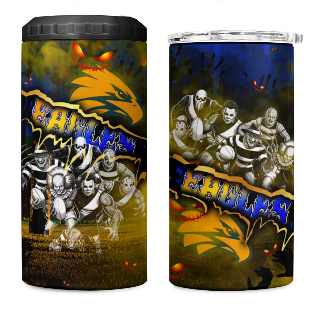 Step Into Horror Domain Eagles Football 4 in 1 Can Cooler Tumbler Halloween Horror Movie Characters - Aussie Hoodie