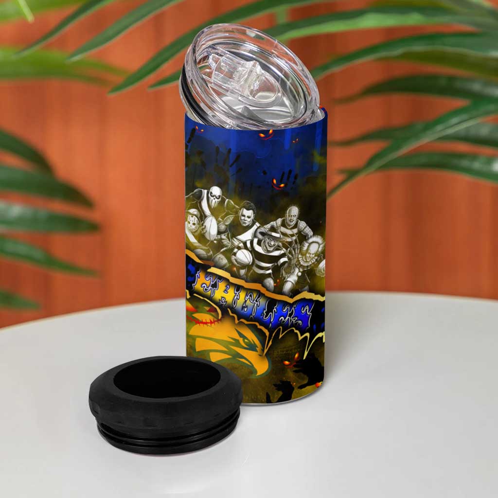 Step Into Horror Domain Eagles Football 4 in 1 Can Cooler Tumbler Halloween Horror Movie Characters - Aussie Hoodie
