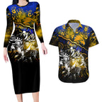 Step Into Horror Domain Eagles Football Couples Matching Long Sleeve Bodycon Dress and Hawaiian Shirt Halloween Horror Movie Characters - Aussie Hoodie