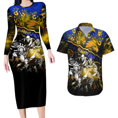 Step Into Horror Domain Eagles Football Couples Matching Long Sleeve Bodycon Dress and Hawaiian Shirt Halloween Horror Movie Characters - Aussie Hoodie