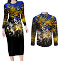 Step Into Horror Domain Eagles Football Couples Matching Long Sleeve Bodycon Dress and Long Sleeve Button Shirt Halloween Horror Movie Characters - Aussie Hoodie