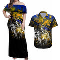 Step Into Horror Domain Eagles Football Couples Matching Off Shoulder Maxi Dress and Hawaiian Shirt Halloween Horror Movie Characters - Aussie Hoodie