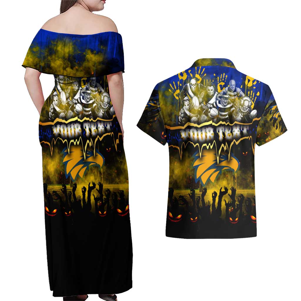 Step Into Horror Domain Eagles Football Couples Matching Off Shoulder Maxi Dress and Hawaiian Shirt Halloween Horror Movie Characters - Aussie Hoodie