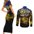 Step Into Horror Domain Eagles Football Couples Matching Short Sleeve Bodycon Dress and Long Sleeve Button Shirt Halloween Horror Movie Characters - Aussie Hoodie