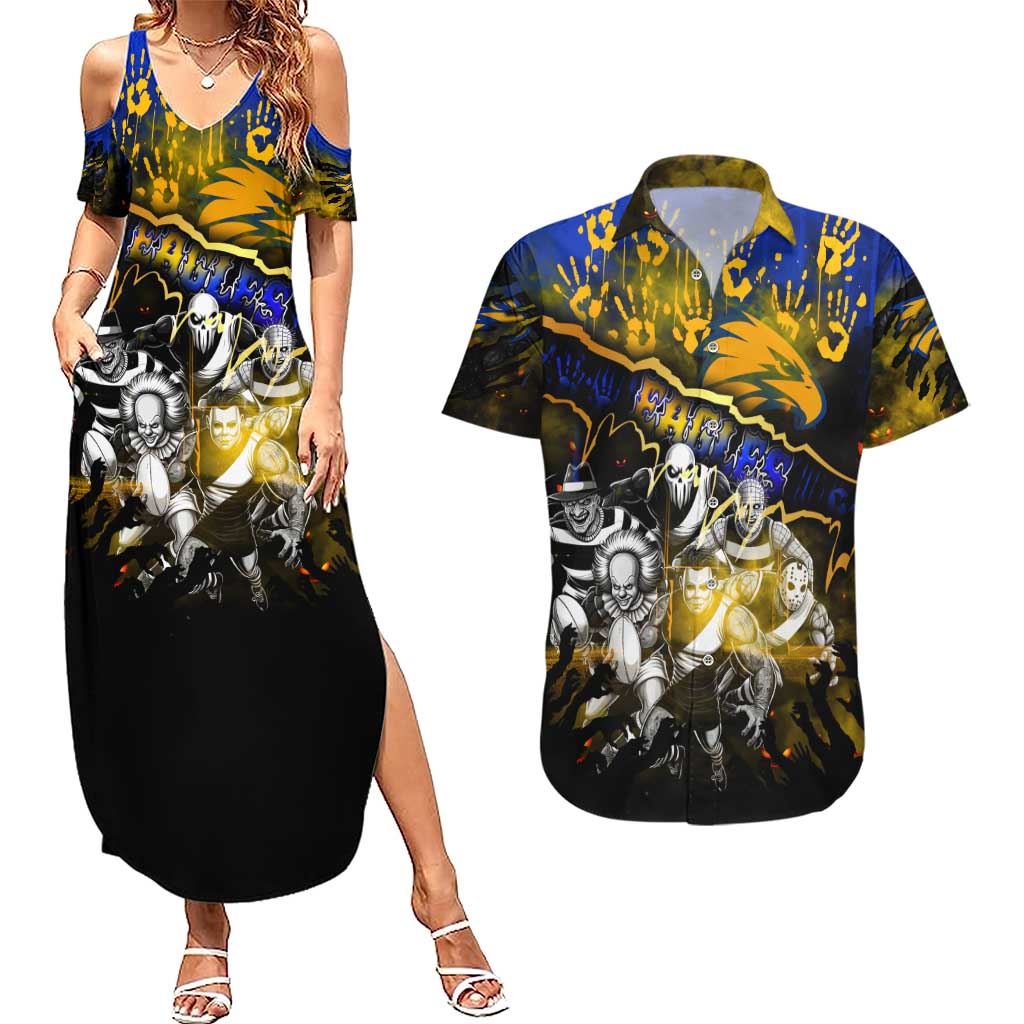 Step Into Horror Domain Eagles Football Couples Matching Summer Maxi Dress and Hawaiian Shirt Halloween Horror Movie Characters - Aussie Hoodie