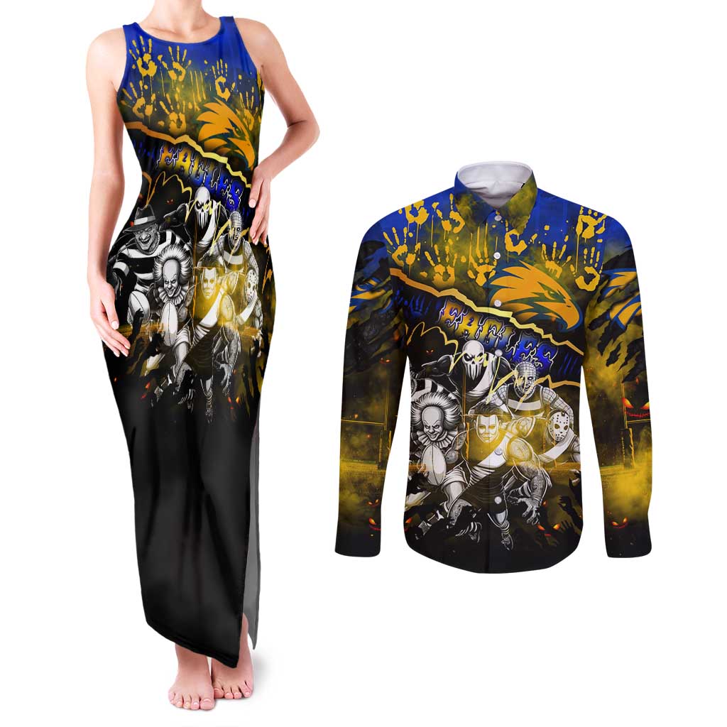 Step Into Horror Domain Eagles Football Couples Matching Tank Maxi Dress and Long Sleeve Button Shirt Halloween Horror Movie Characters - Aussie Hoodie