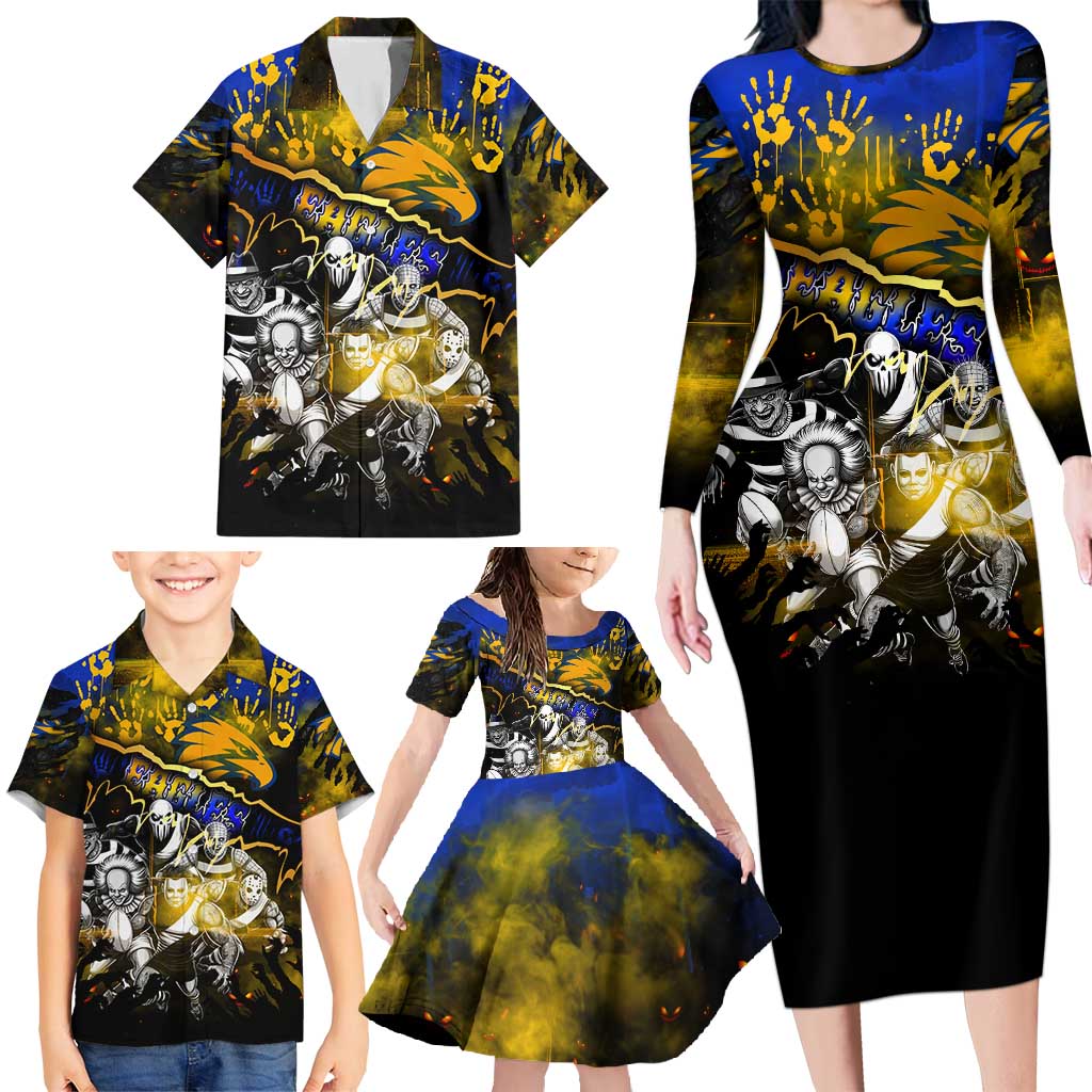 Step Into Horror Domain Eagles Football Family Matching Long Sleeve Bodycon Dress and Hawaiian Shirt Halloween Horror Movie Characters - Aussie Hoodie