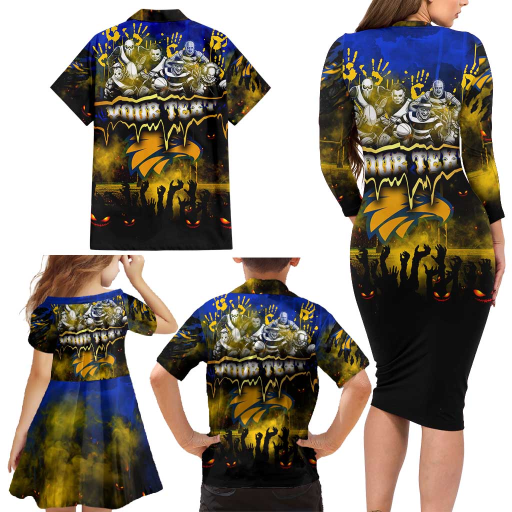 Step Into Horror Domain Eagles Football Family Matching Long Sleeve Bodycon Dress and Hawaiian Shirt Halloween Horror Movie Characters - Aussie Hoodie
