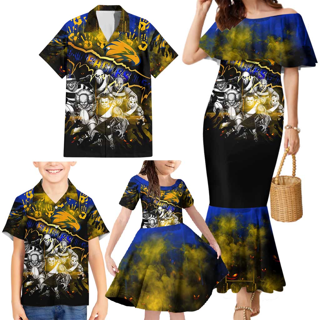 Step Into Horror Domain Eagles Football Family Matching Mermaid Dress and Hawaiian Shirt Halloween Horror Movie Characters - Aussie Hoodie