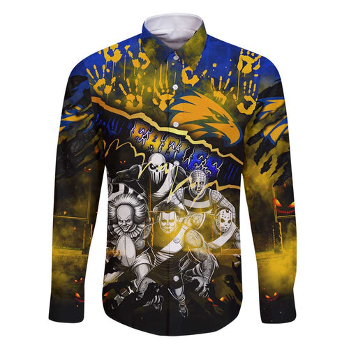 Step Into Horror Domain Eagles Football Family Matching Mermaid Dress and Hawaiian Shirt Halloween Horror Movie Characters - Aussie Hoodie